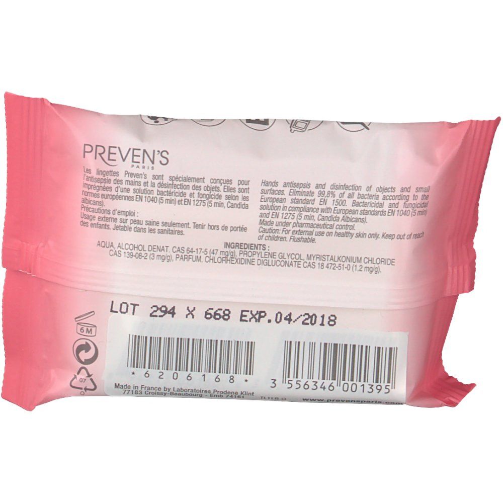 Prevens pocket lingettes antiseptique grenade