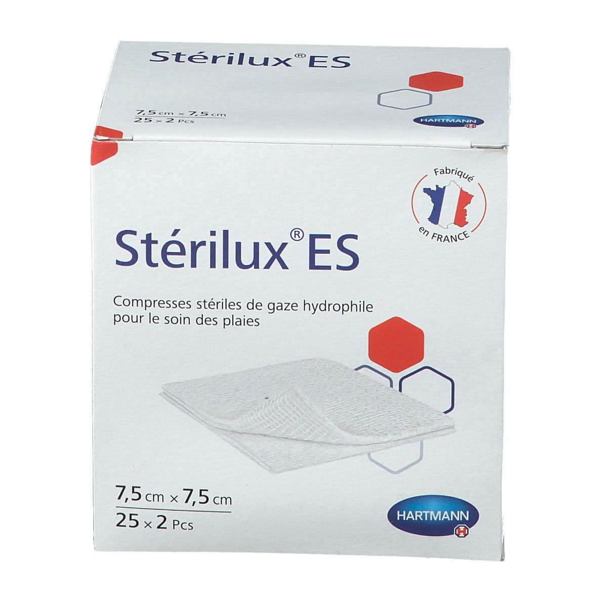 Hartmann Stérilux® ES Compresses de gaze stériles 7,5 cm x 7,5 cm