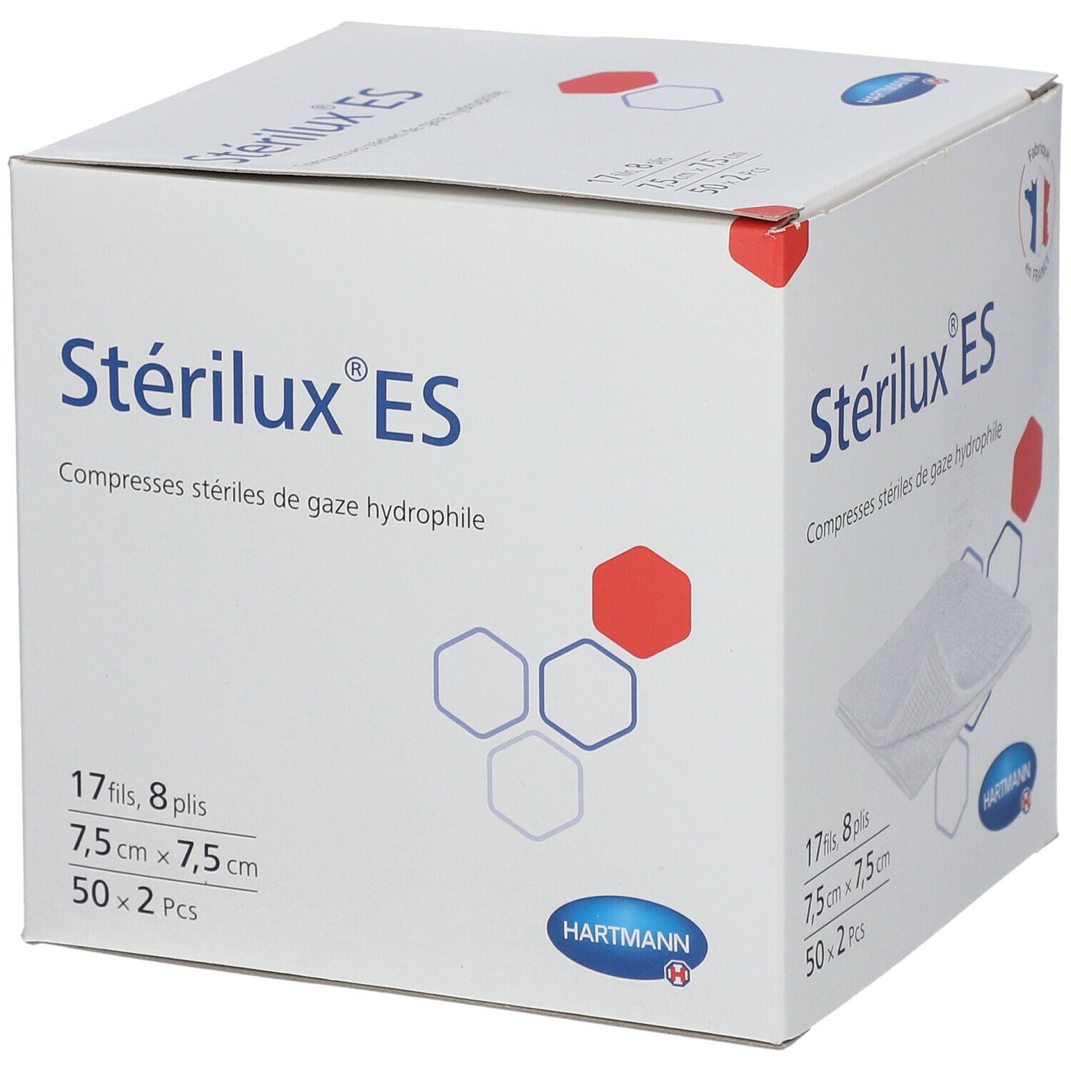 Hartmann Stérilux® ES Compresses de gaze stériles 7,5 cm x 7,5 cm