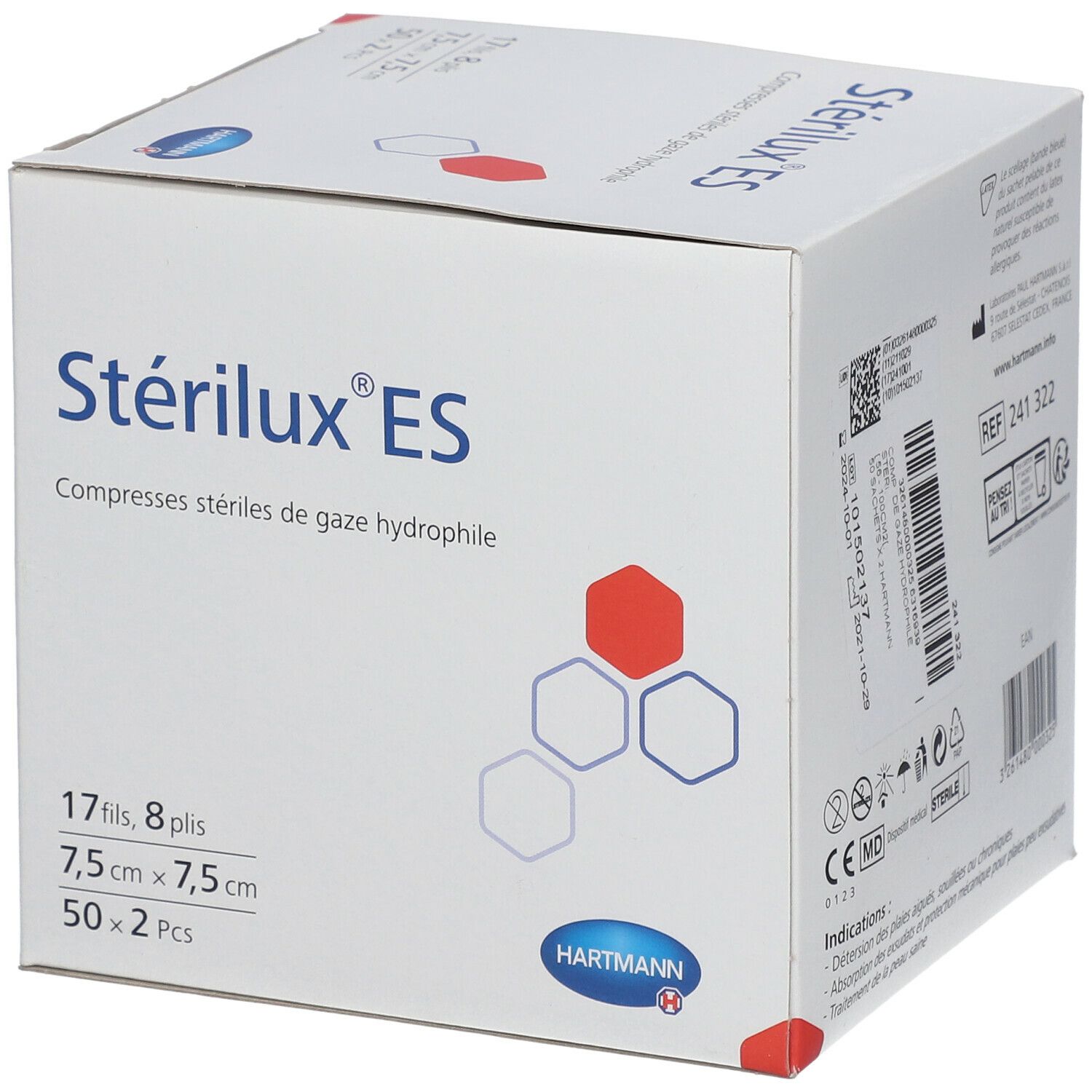 STERILUX ES Compresse de gaze stérile 7,5cm x 7,5cm - Pharmacie