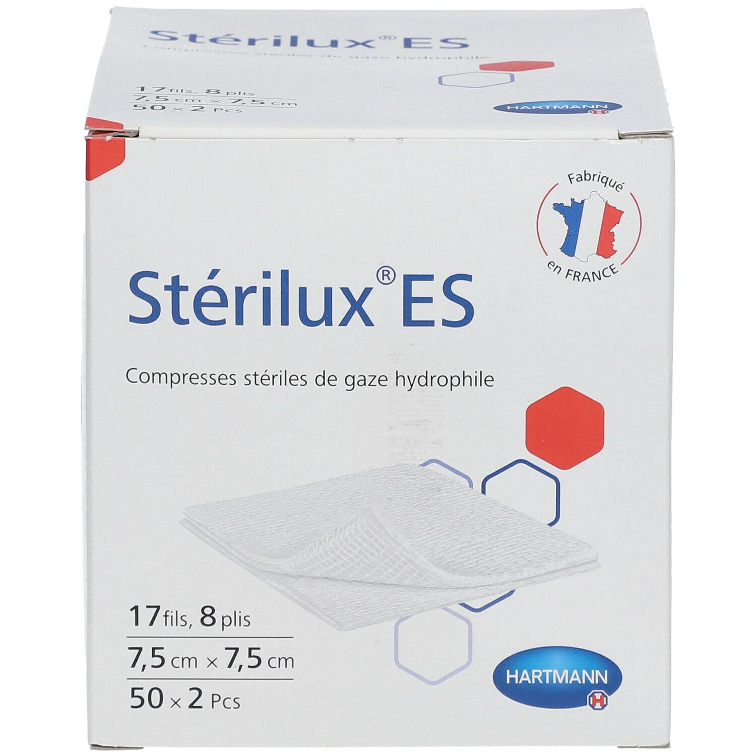 Hartmann Stérilux® ES Compresses de gaze stériles 7,5 cm x 7,5 cm