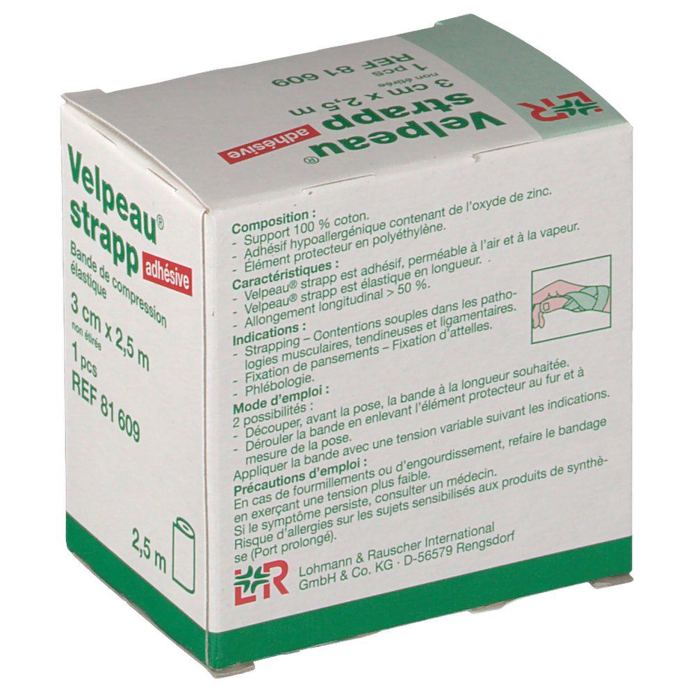 Velpeau Strapp bande adhésive blanche 2,5 x 3 cm