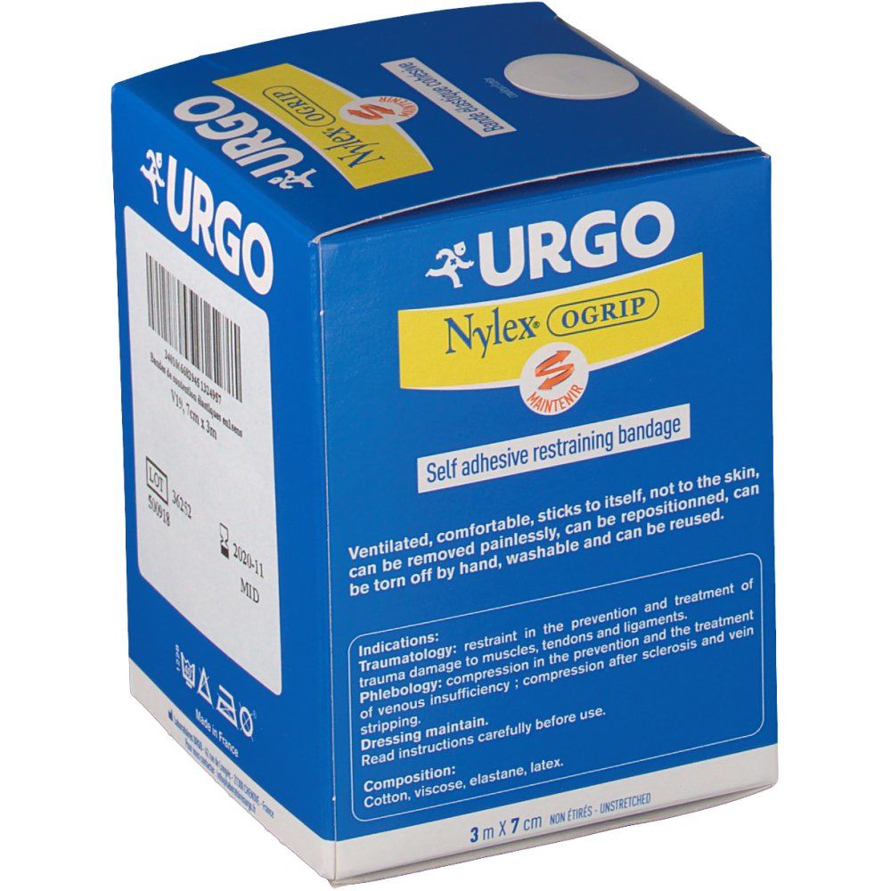 Urgo Nylex Ogrip Bande Cohesive blanche 3 m x  7 cm