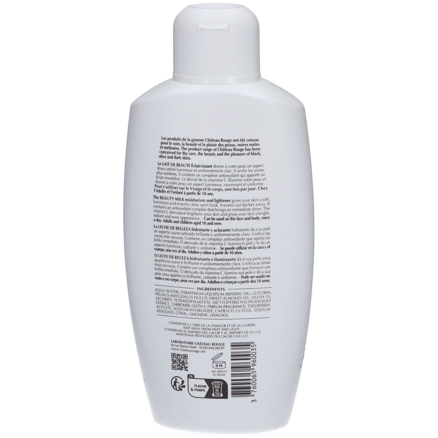 Château Rouge Lait de Beauté hydratant et éclairissant