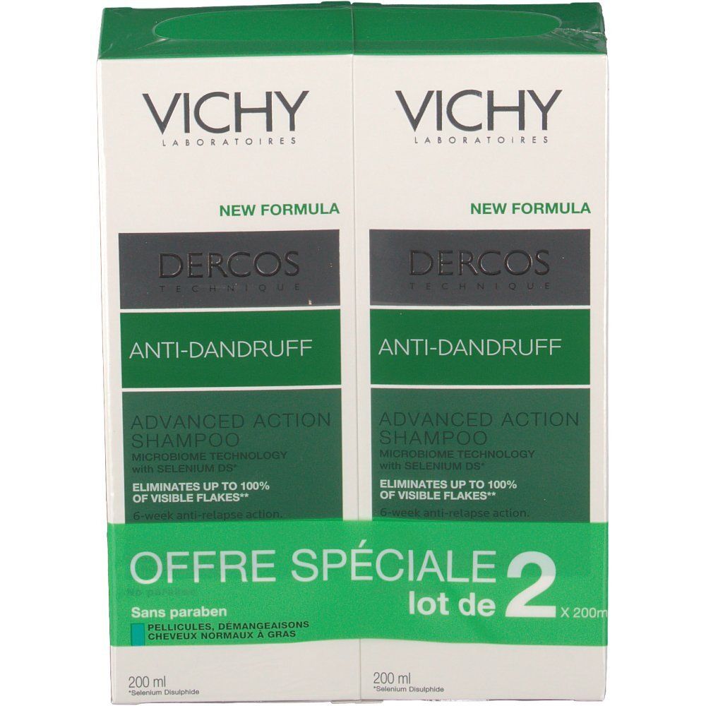 LOT*2 Dercos Technique Antipelliculaire Shampooing traitant pellicules & démangeaisons cheveux normaux à gras