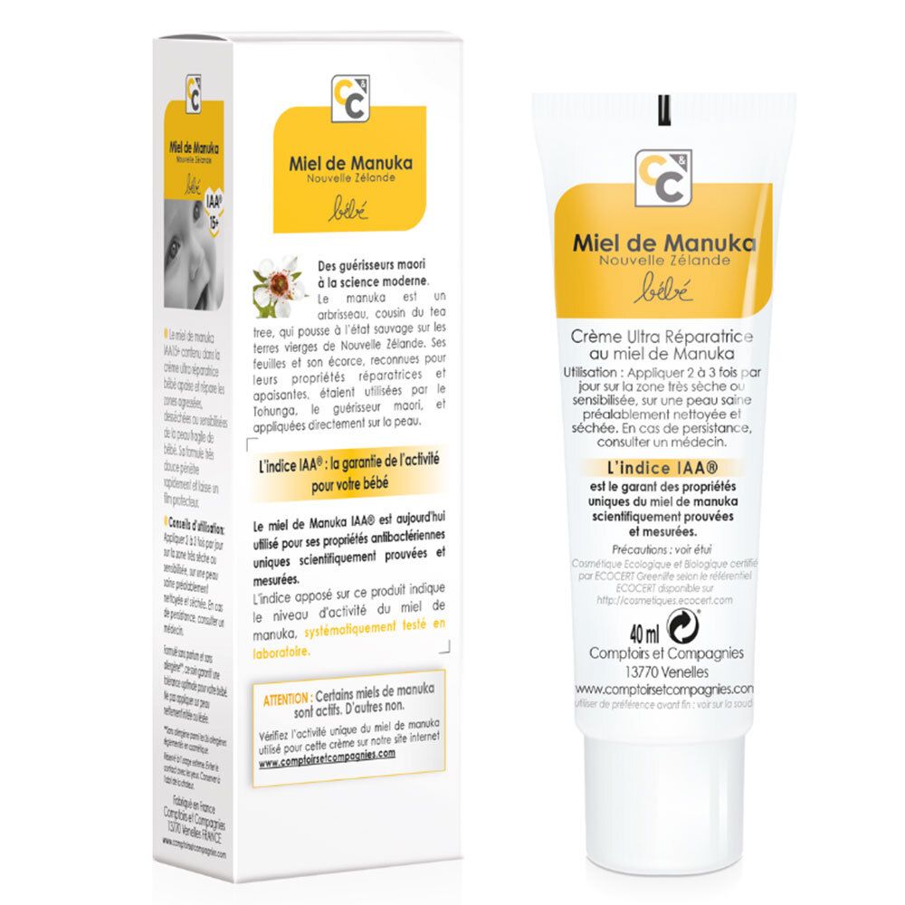 Comptoirs & Compagnies Crème Ultra-Réparatrice Bébé Certifiée Bio 20% Miel de Manuka IAA15+