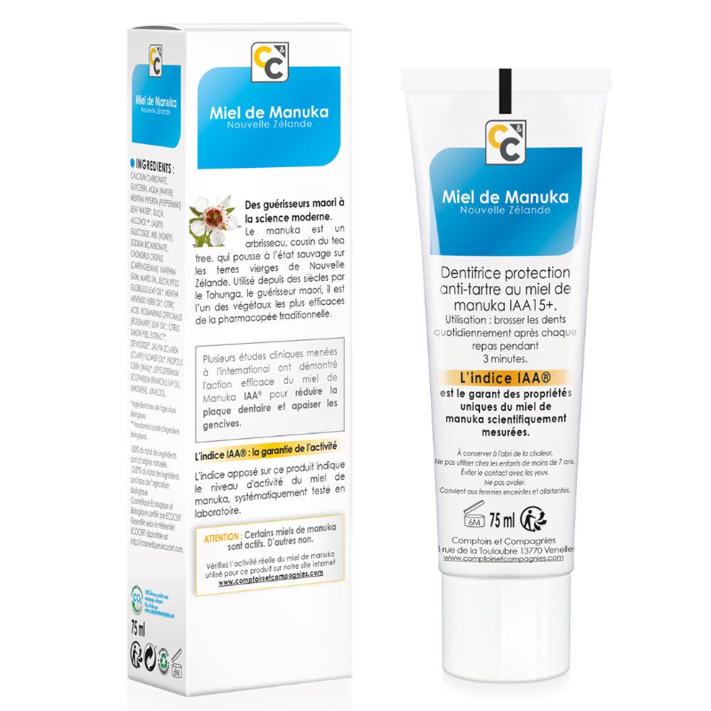 Comptoirs & Compagnies Dentifrice Protection Anti-Tartre Miel de Manuka IAA15+