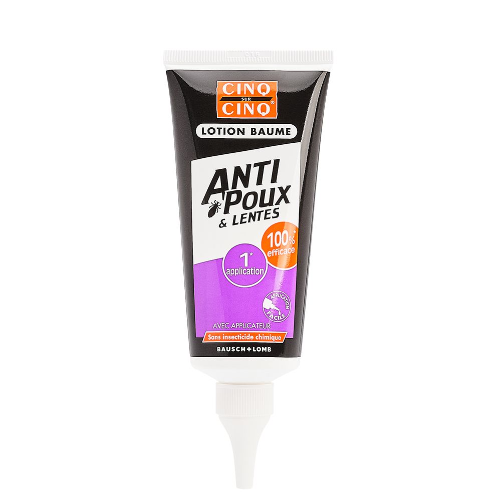 Tube Cinq sur Cinq Lotion Anti-Poux et Lentes. Avec applicateur et indication 100% efficacité.