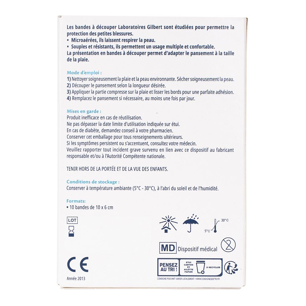 Dos de la boîte avec informations produit. Instructions et conseils de stockage. Texte en français.