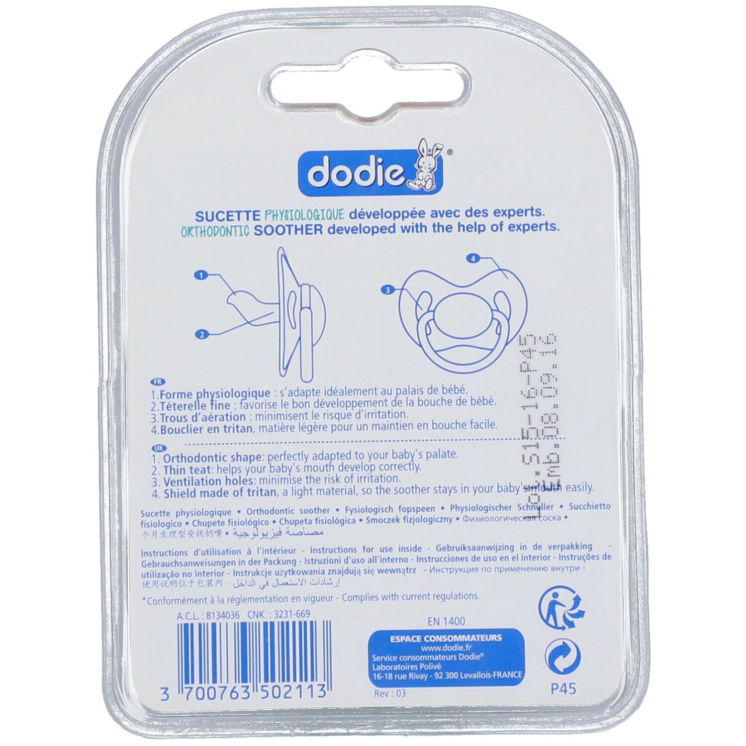 Dodie® Sucette physiologique en silicone Super BB +6 mois 1 pc(s) - Redcare  Pharmacie