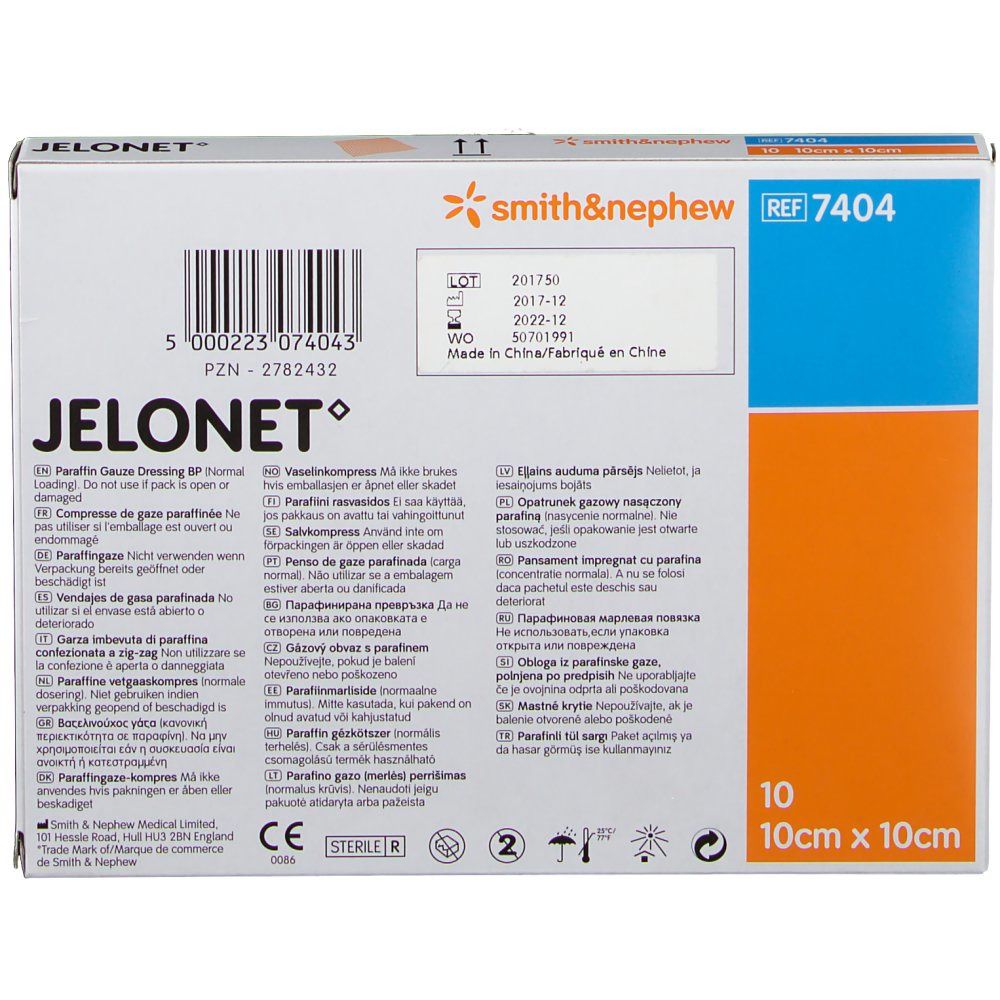 Smith & Nephew JELONET Pansement gras stérile 10 x 10 cm