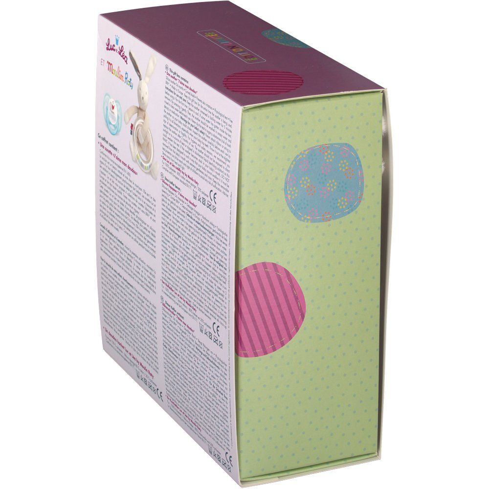Luc et Léa Coffret Doudou Moulin Roty et sucette J'aime mon doudou 0-6 mois