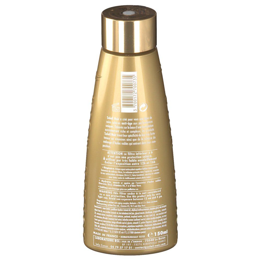 Soleil Noir Lait vitaminé pailleté OR SPF 4