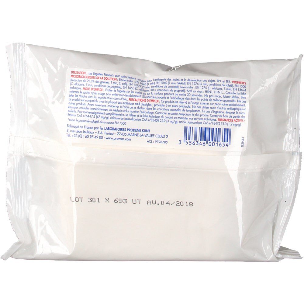 Preven's Family Lingettes Antiseptiques mains objets surfaces
