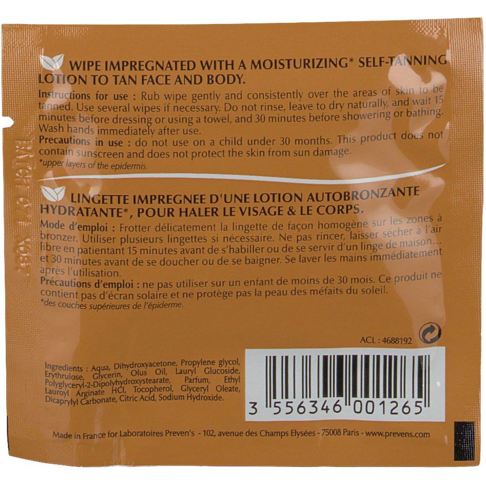 Preven's Lingette Autobronzante visage & corps