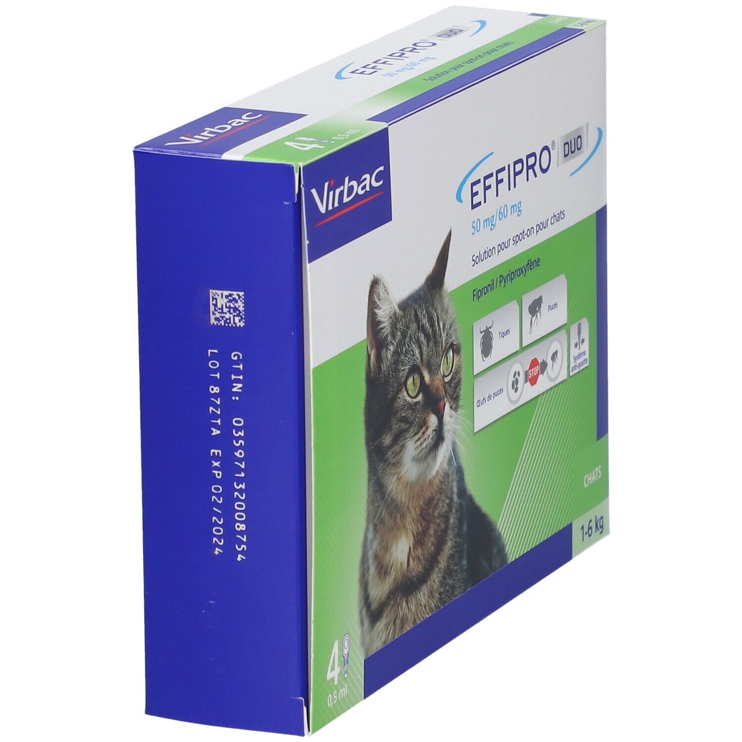 Virbac Effipro 50 mg/60 mg Solution pour spot-on pour chats