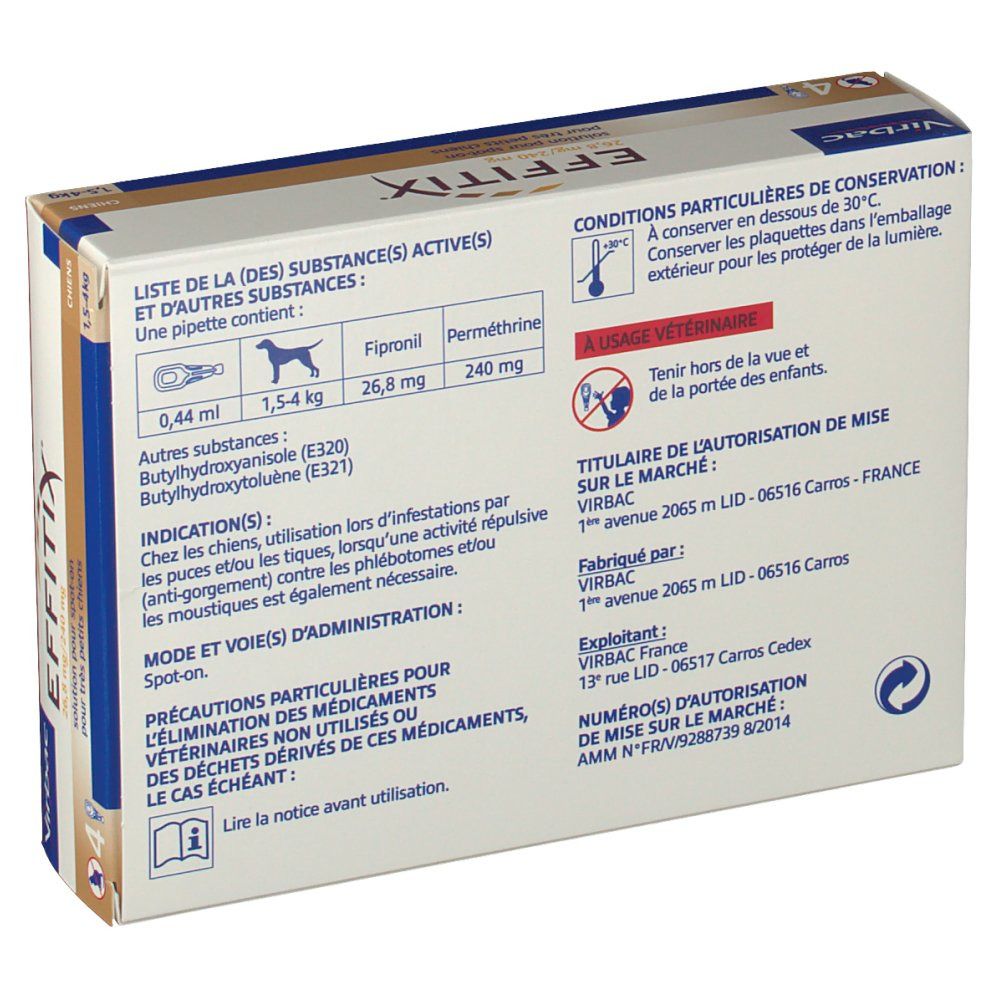 Virbac Effitix Solution pour spot on pour très petit chien