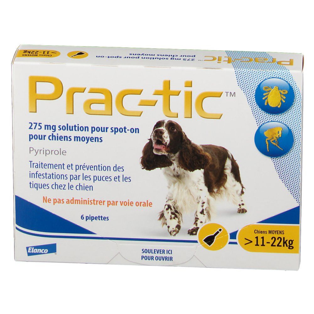 Prac-tic® 275 mg solution pour chiens moyens