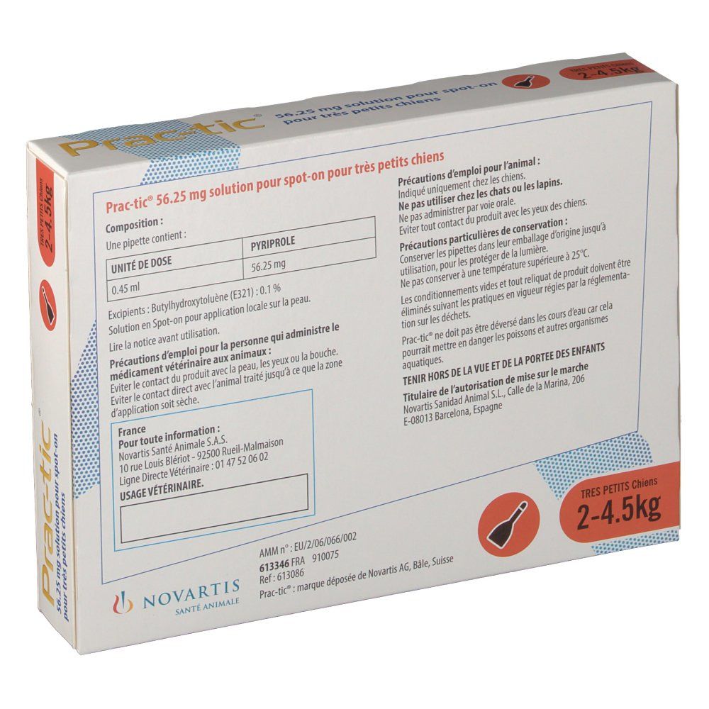 Prac-tic® 56,25 mg solution pour très petits chiens