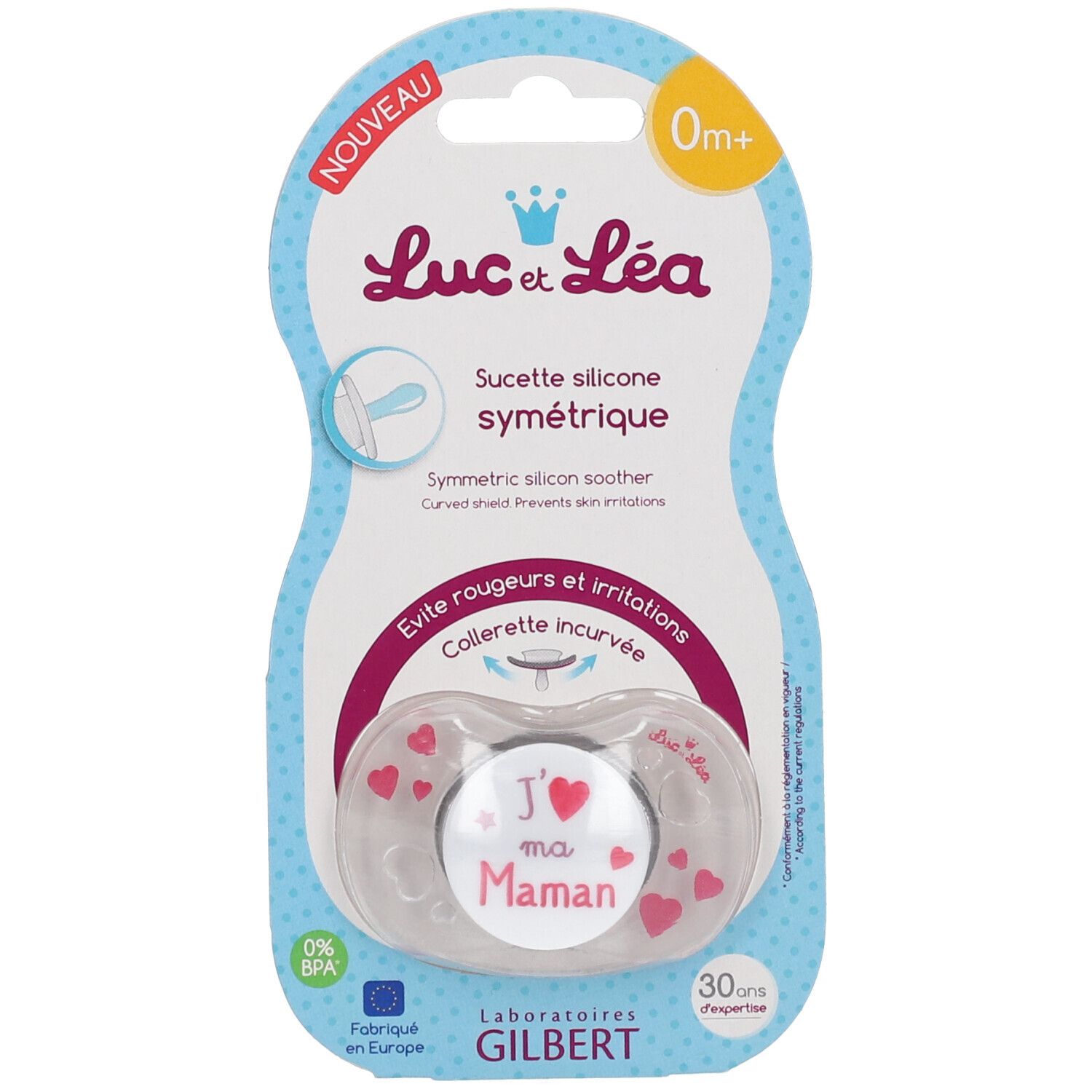 Luc et Léa Sucette symétrique J'aime ma maman 0-6 mois