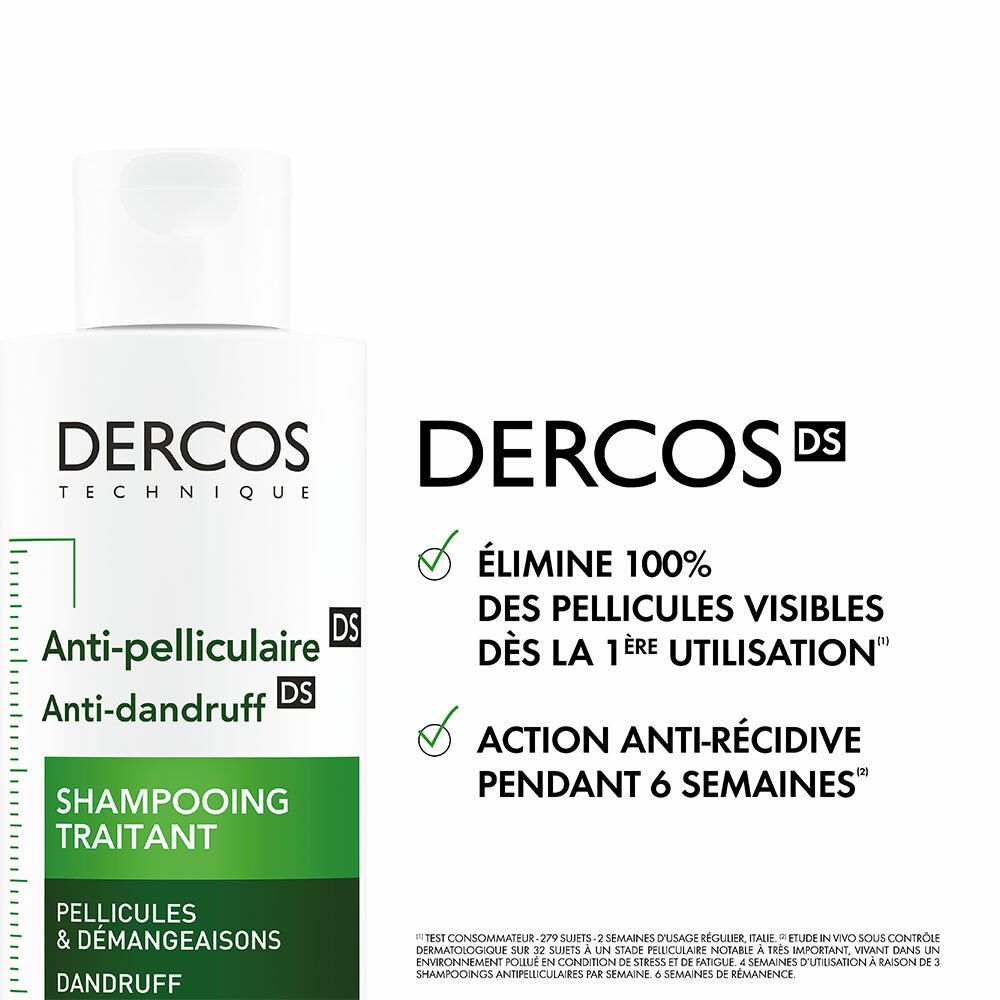 VICHY Dercos Technique Antipelliculaire DS Shampooing traitant pellicules & démangeaisons cheveux normaux à gras 400ml