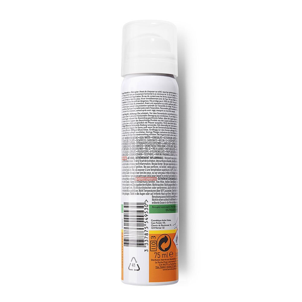 Anthelios Crème Solaire en Brume Fraîche Anti-Brillance Visage SPF50 Aérosol Avec Parfum 75ml