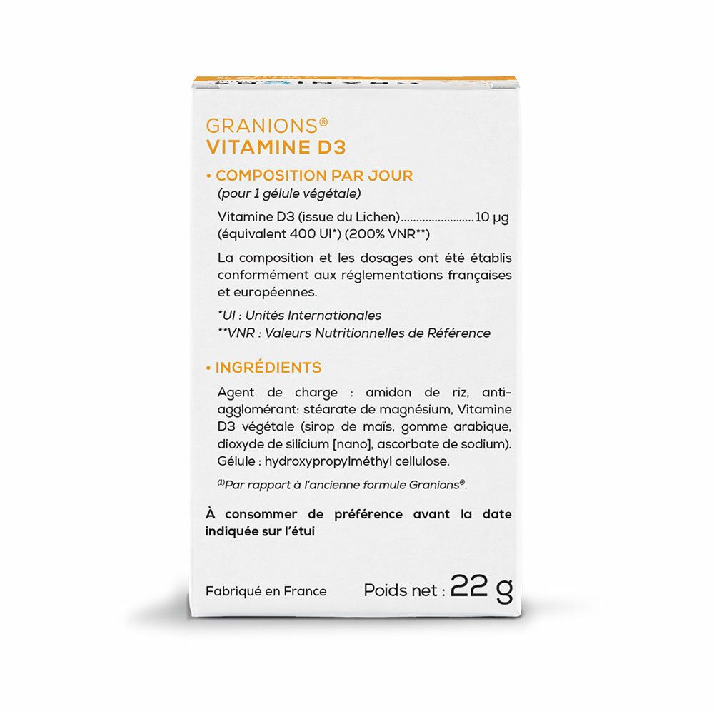 Laboratoire des Granions® Vitamine D3 végétale 10 µg