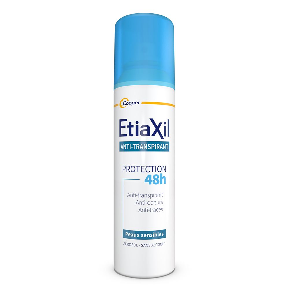 ETIAXIL - Déodorant Anti-transpirant -  Traitement Transpiration Modérée - Aisselles - Protection 48h - Aérosol - Fabriqué en France - Lot de 2