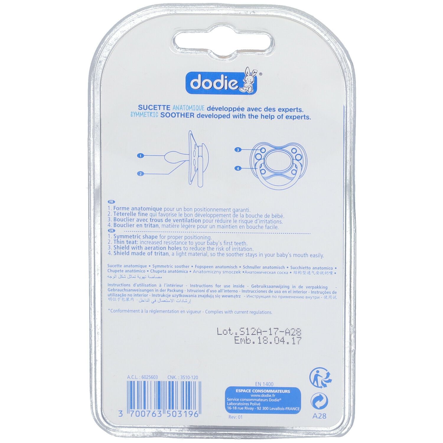 dodie® 2 Sucettes silicone +6 mois (Couleur non sélectionnable)