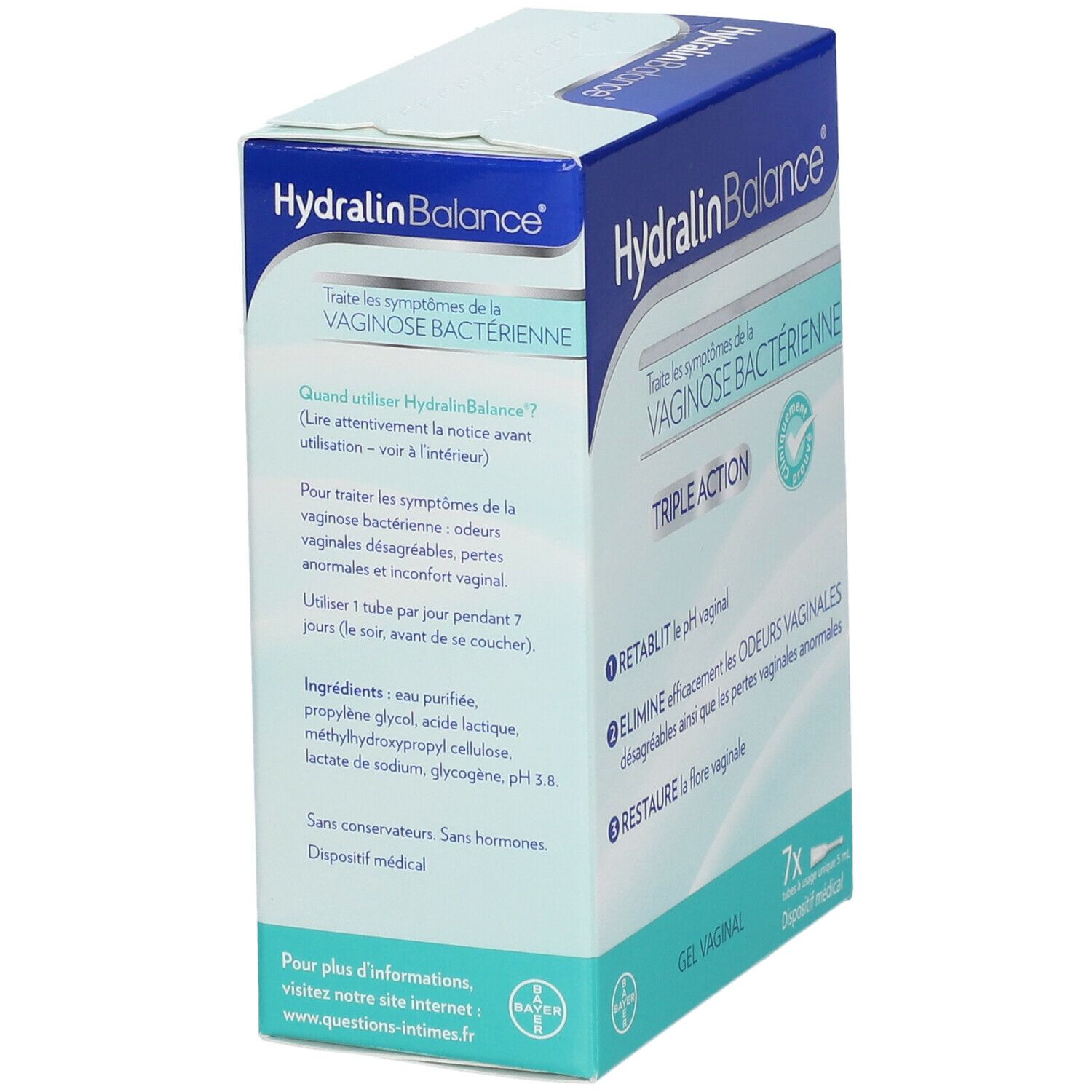Hydralin Balance - Vaginose Bactérienne triple action - 7 tubes de