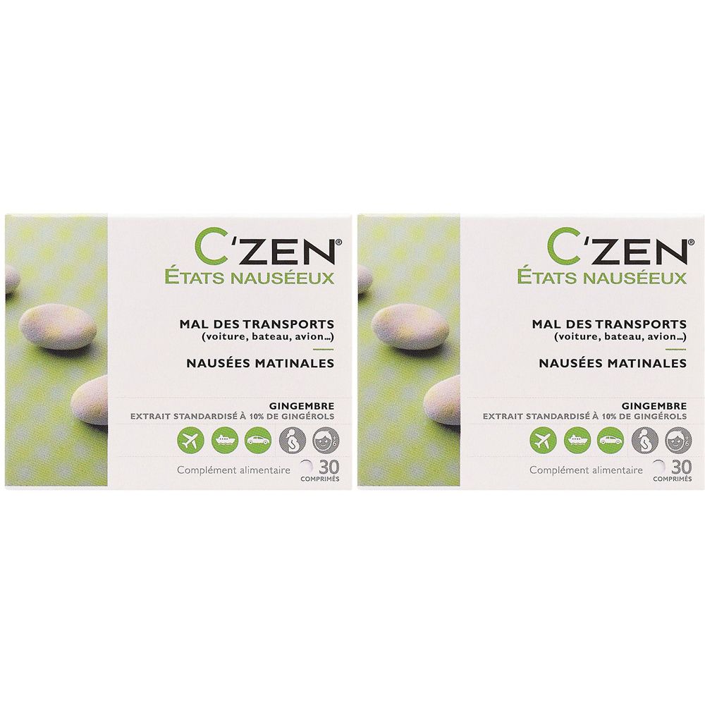 C'ZEN Etats Nauséeux Mal des Transports - Nausées Matinales - 30 comprimés