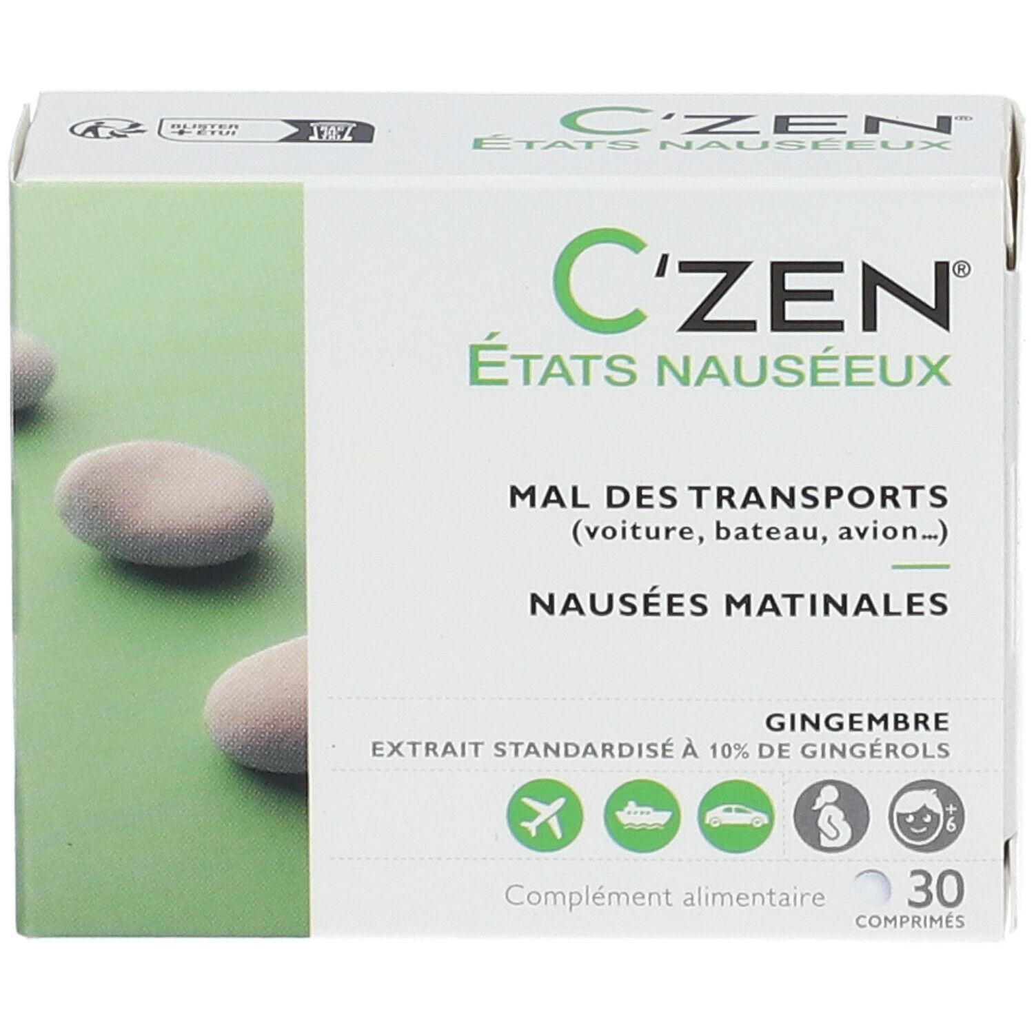 C'ZEN Etats Nauséeux Mal des Transports - Nausées Matinales - 30 comprimés