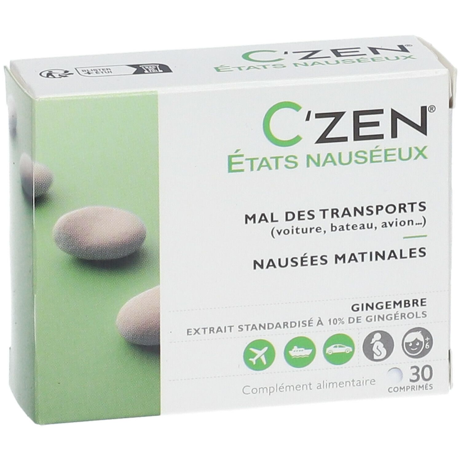 C'ZEN Etats Nauséeux Mal des Transports - Nausées Matinales - 30 comprimés