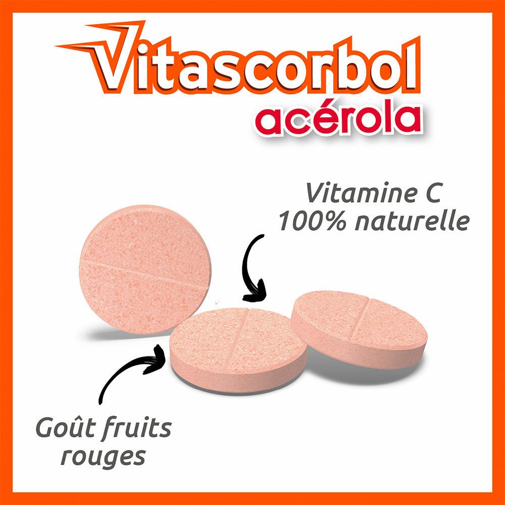VITASCORBOL ACEROLA 1000 - Complément alimentaire vitamine C - Tube de 30 comprimés