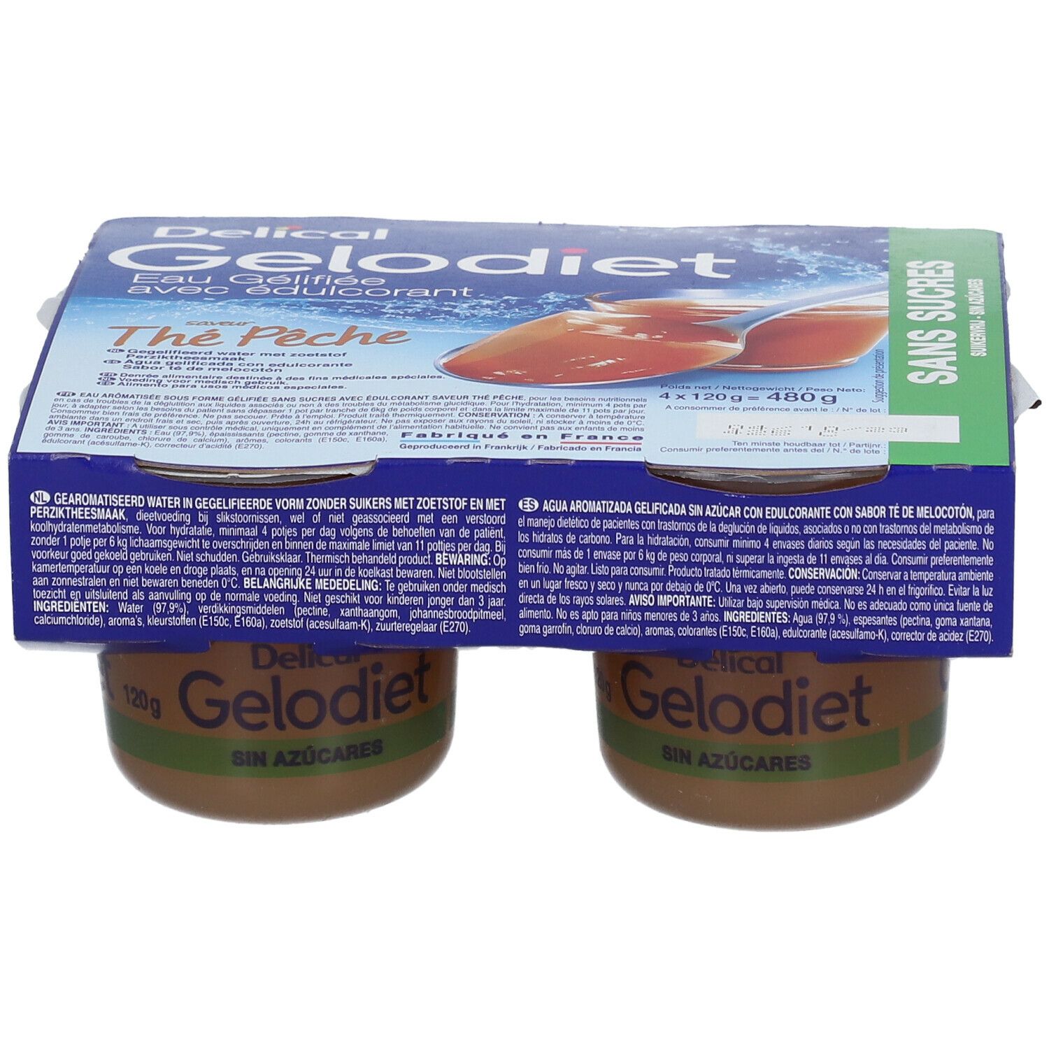 Gelodiet Eau gélifiée Thé Pèche