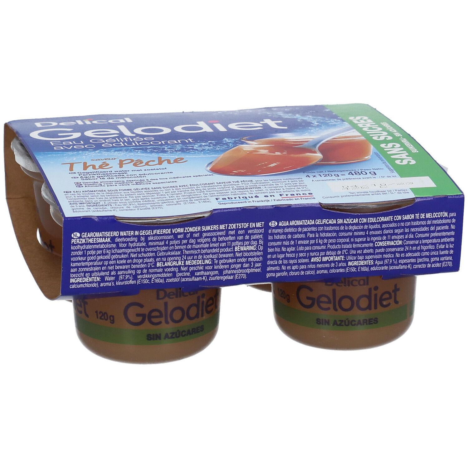 Gelodiet Eau gélifiée Thé Pèche