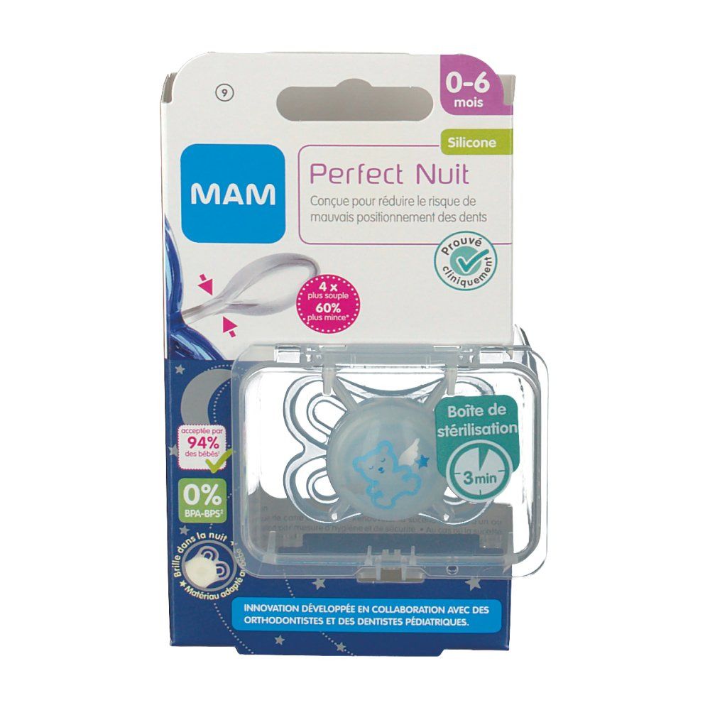 MAM Sucette anatomique -  silicone Perfect Nuit 0-6 Mois