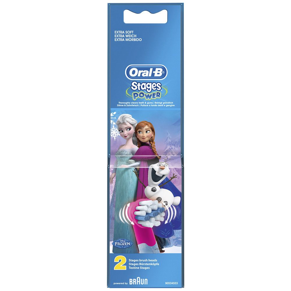 Recharges de brosses à dents Oral-B Stages Power. Emballage avec Elsa, Anna et Olaf. Extra soft.