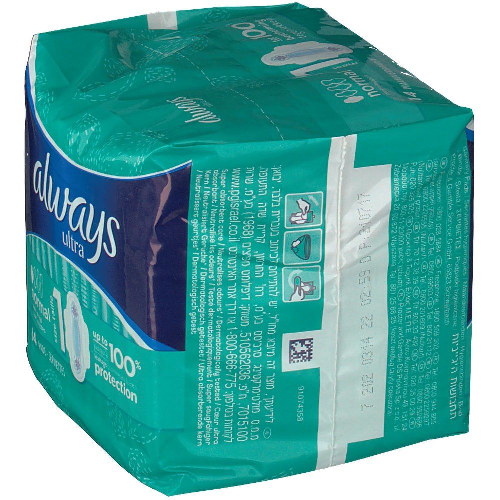 always Ultra Normal Taille 1 Serviettes hygiéniques avec ailettes
