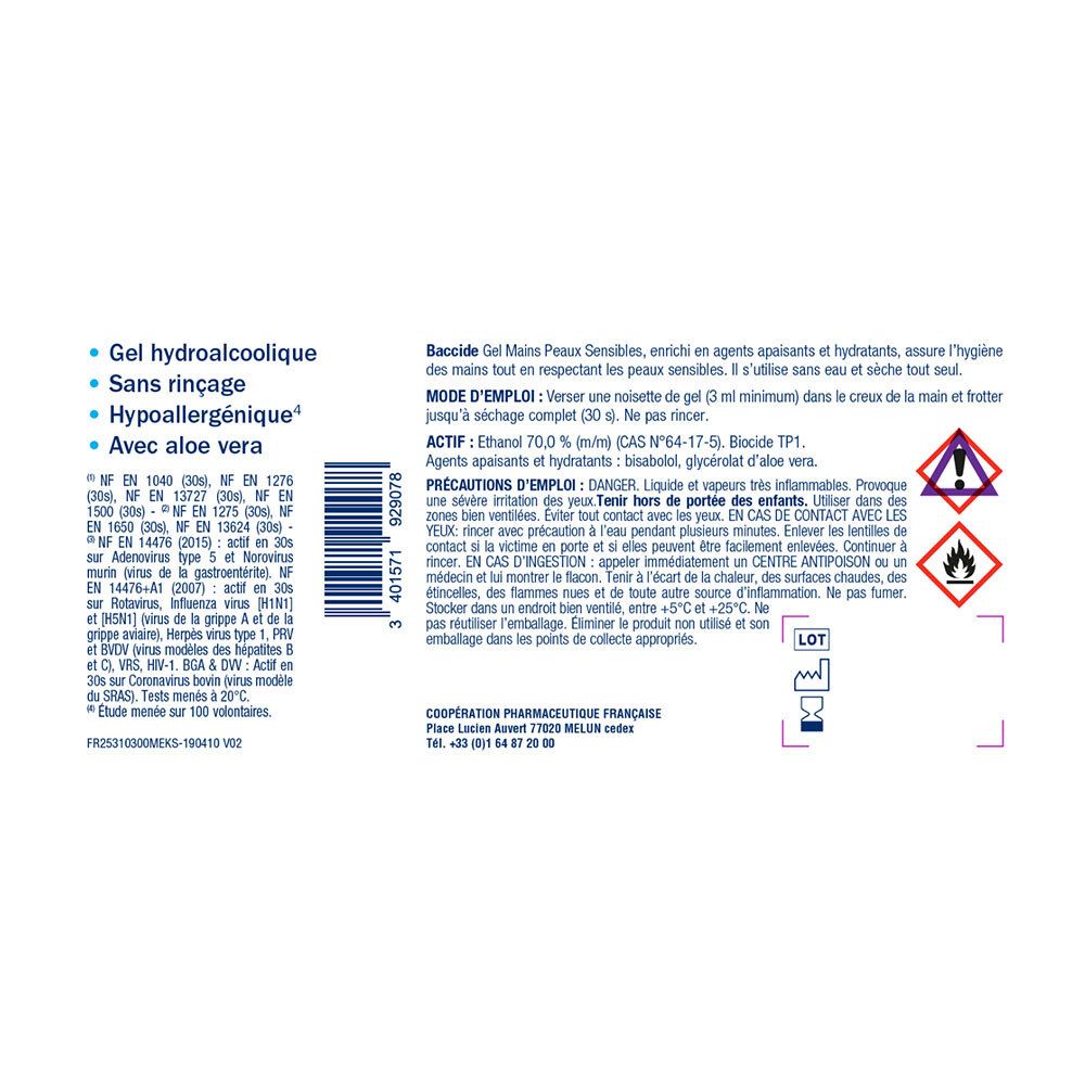 BACCIDE  Gel Hydroalcoolique Peau Sensible 300ML