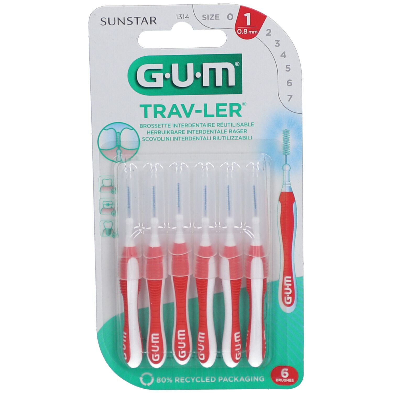 Bougie rouge GUM® Trav-Ler® 0,8 mm avec capuchon