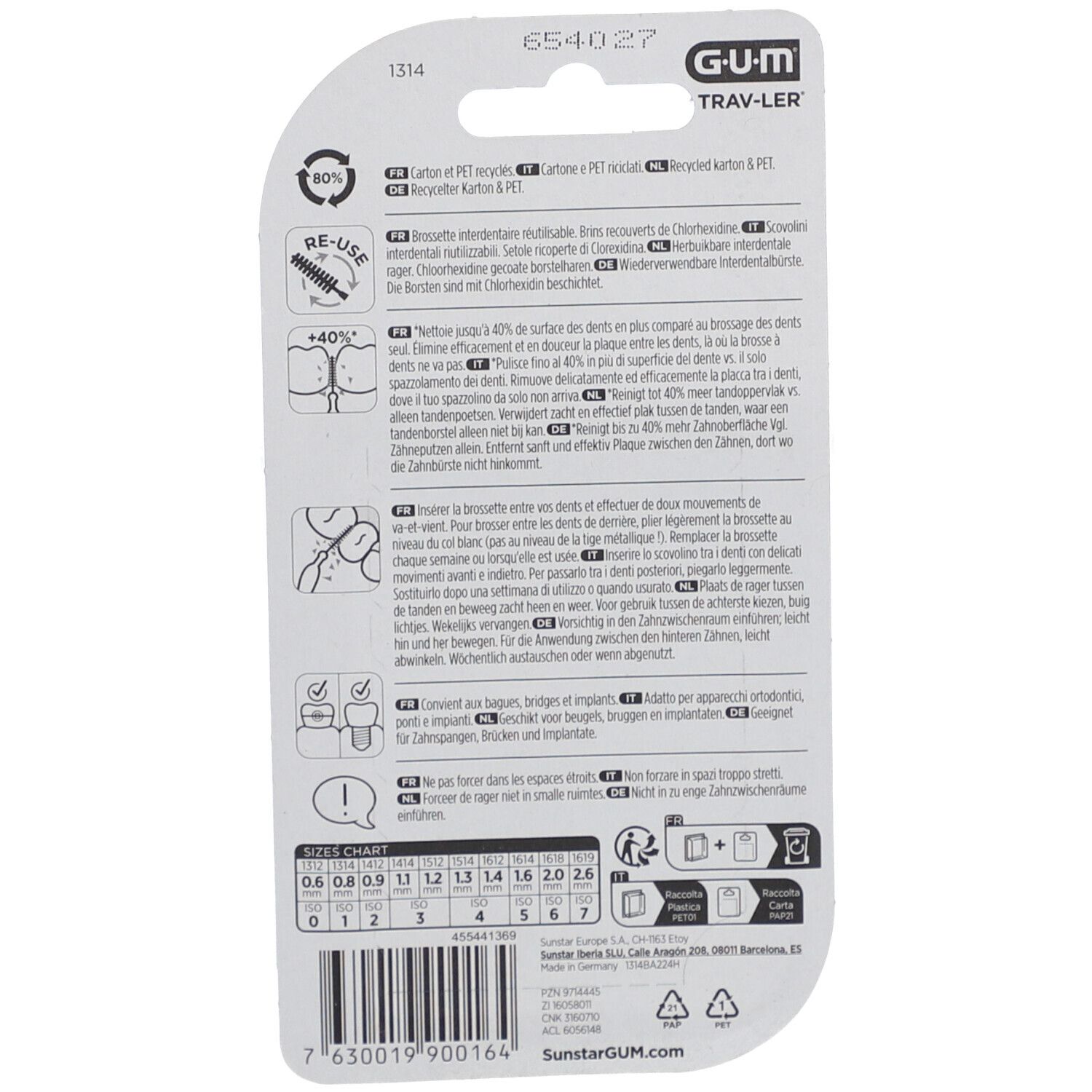 Bougie rouge GUM® Trav-Ler® 0,8 mm avec capuchon