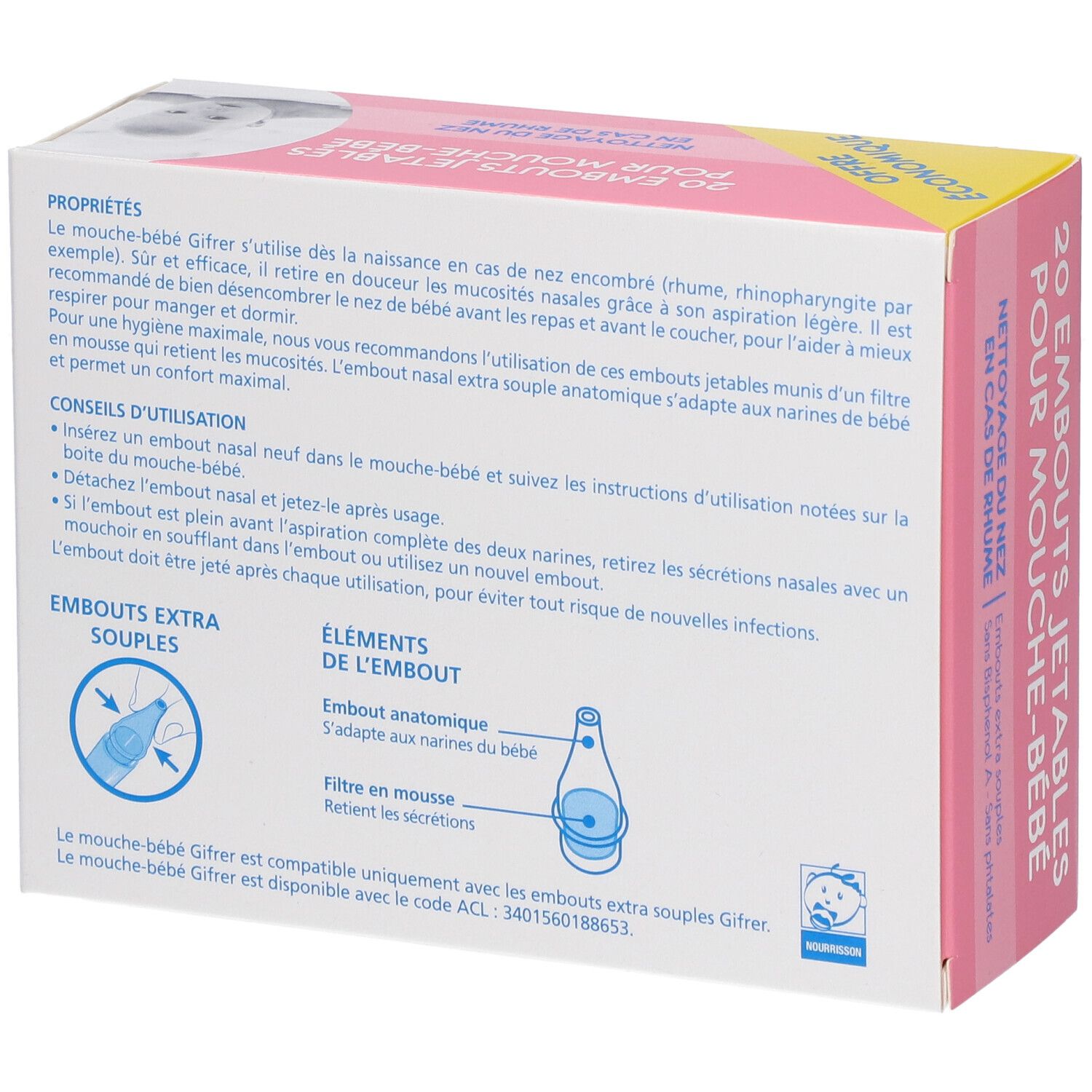 Gifrer Embouts jetables pour mouche-bébé