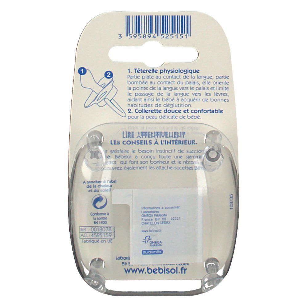 Bébisol sucette réversible silicone -6 mois (Couleur non sélectionnable)