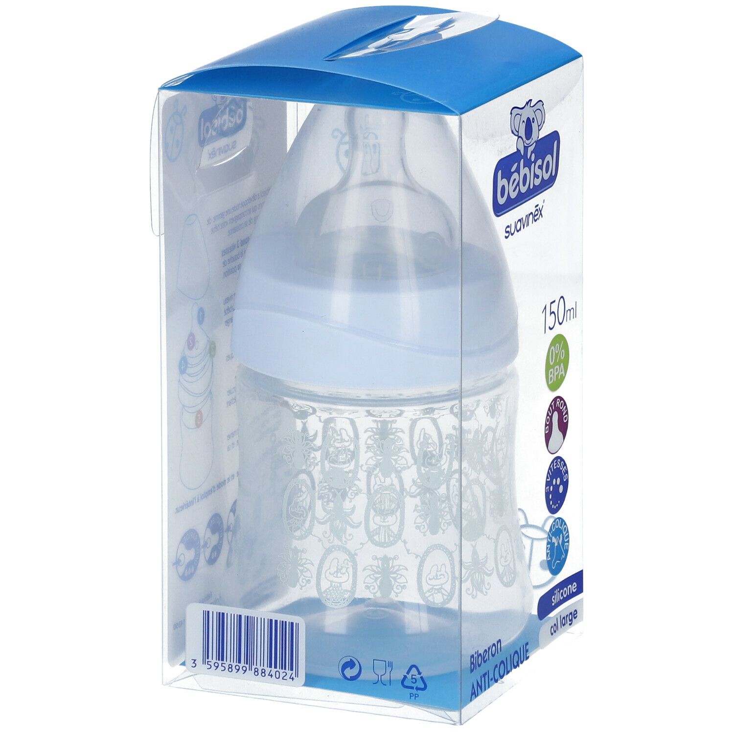 bébisol suavinéx® biberon anti-colique 150 ml (Couleur non sélectionnable)