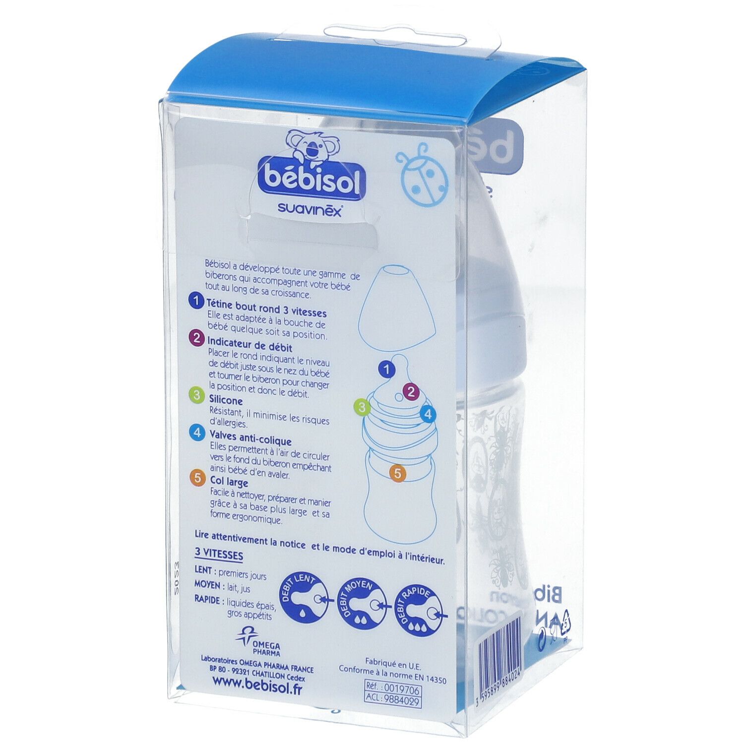 bébisol suavinéx® biberon anti-colique 150 ml (Couleur non sélectionnable)