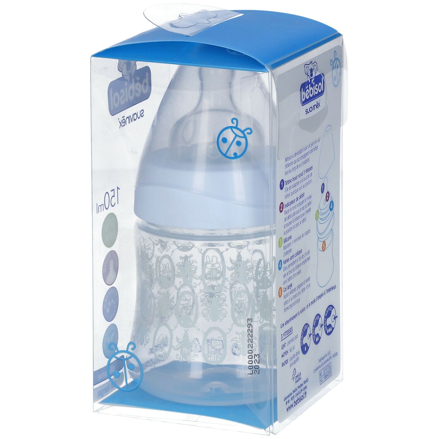 bébisol suavinéx® biberon anti-colique 150 ml (Couleur non sélectionnable)