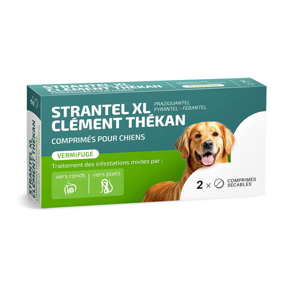 Boîte de Strantel XL Clément Thékan pour chiens, 2 comprimés.