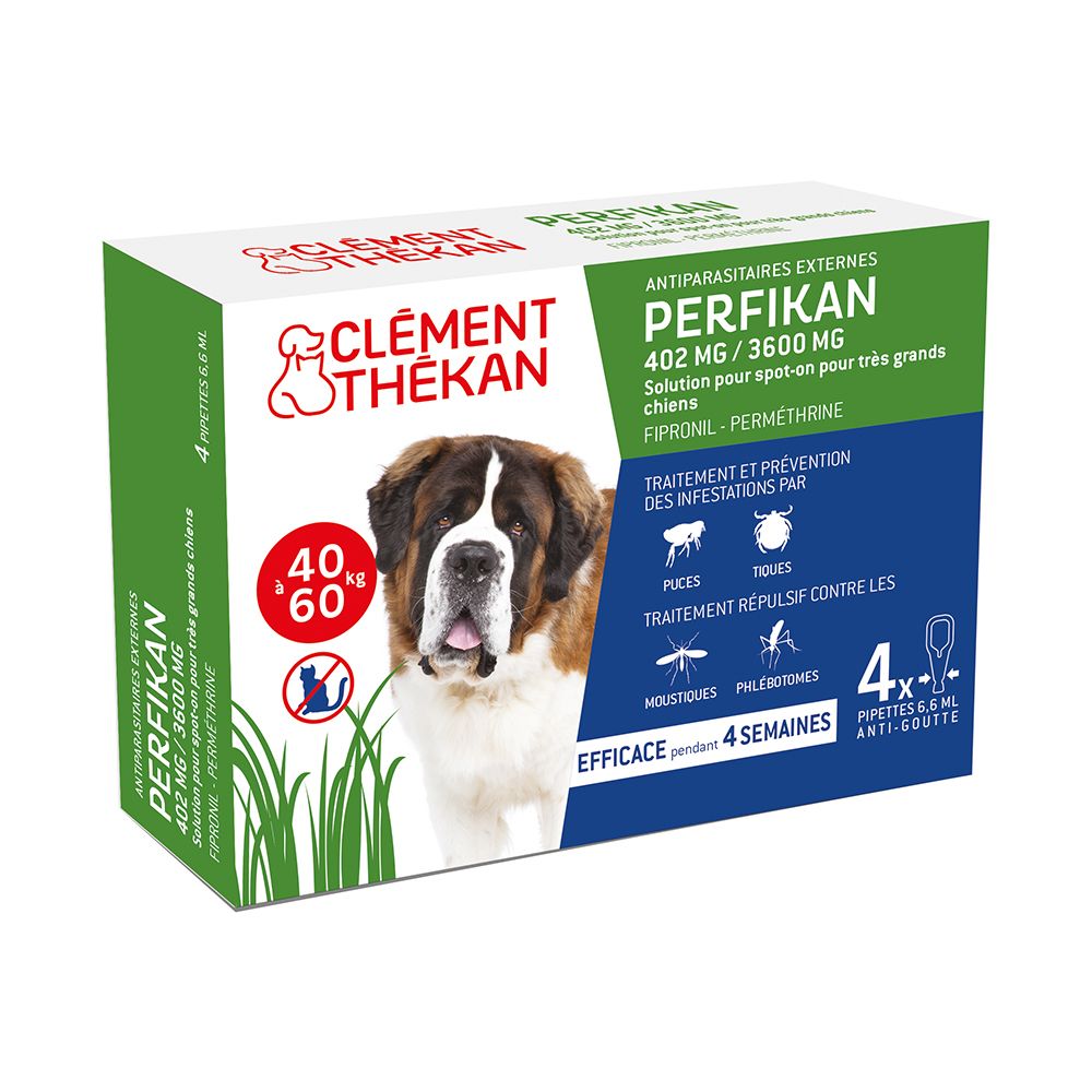 Clement Thekan Anti-Puces Anti-Tiques Chien 40-60kg 4 Pipettes