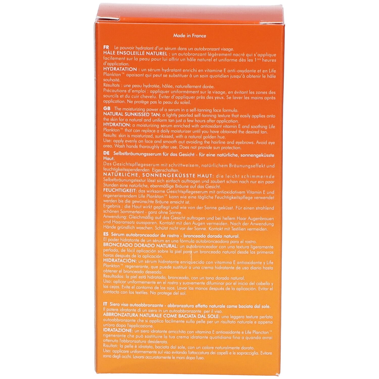 Dos de l'emballage BIOTHERM AQUA-GELÉE. Texte multilingue. Description et utilisation du produit.